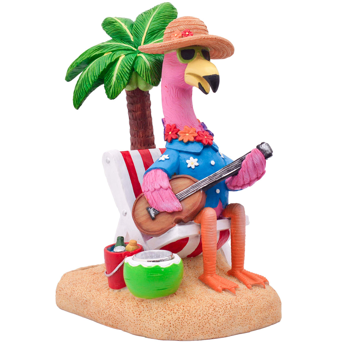 TERESA'S COLLECTIONS Flamingo Figurines with Solar Light 7.3" LED Light Garden Decor, Waterproof solar Flamingo garden Statues, Cute Yard Decoration for Porch Lawn Yard Home Gift