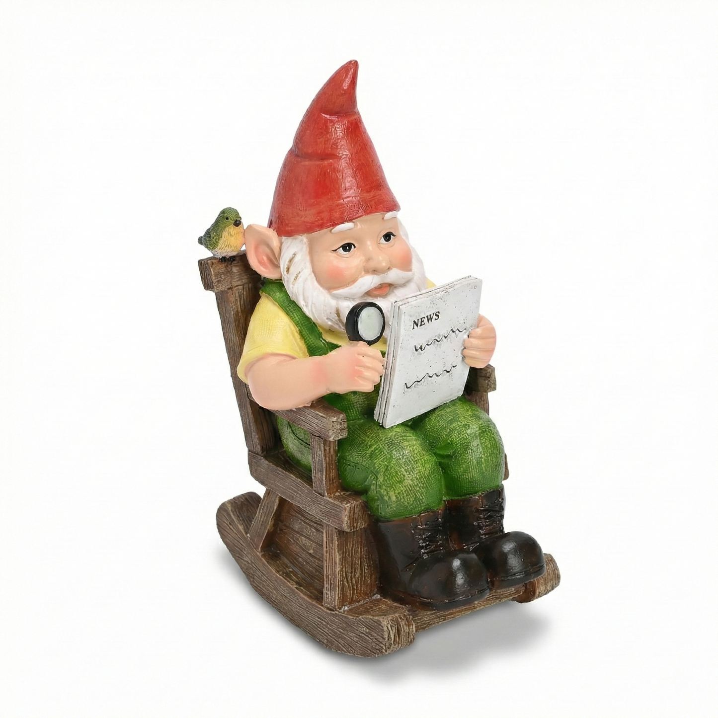 TERESA'S COLLECTIONS Garden Outdoor Decor,Gnomes sitting in a rocking chair reading a newspaper，Gnomes Garden Decor, Waterproof Resin Garden Statue, Garden Gift, Indoor/Outdoor,5.9"