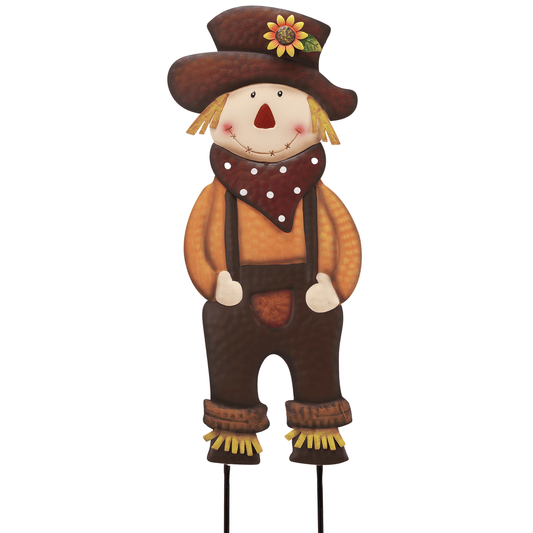 TERESA'S COLLECTIONS Fall Decor for Outdoor Home, Scarecrow for Garden Metal Stakes for Fall Decorations, Autumn Decor for Thanksgiving Decorations, Brown Harvest Yard Signs for Home Lawn Patio, 25"