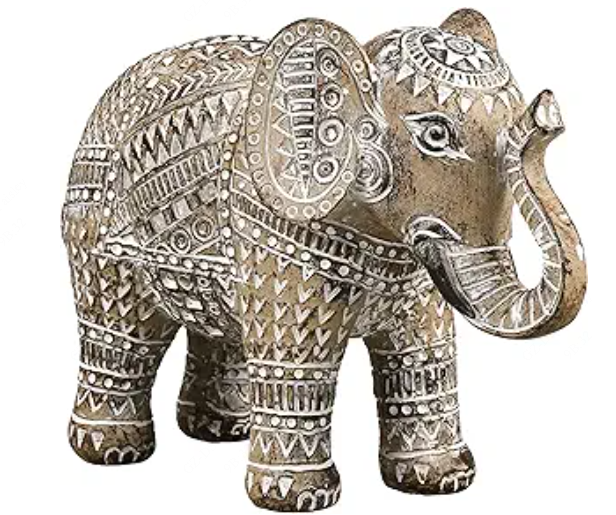 TERESA'S COLLECTIONS Boho Elephant Decor, Elephant Statues Brings Good Luck for Home Decor, Jumbo Figurines Resin for Bookshelf, Living Room, Centerpiece Home Decorations Gifts for Mom, 4.3"
