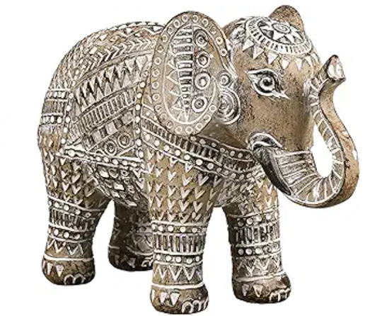TERESA'S COLLECTIONS Boho Elephant Decor, Elephant Statues Brings Good Luck for Home Decor, Jumbo Figurines Resin for Bookshelf, Living Room, Centerpiece Home Decorations Gifts for Mom, 4.3"