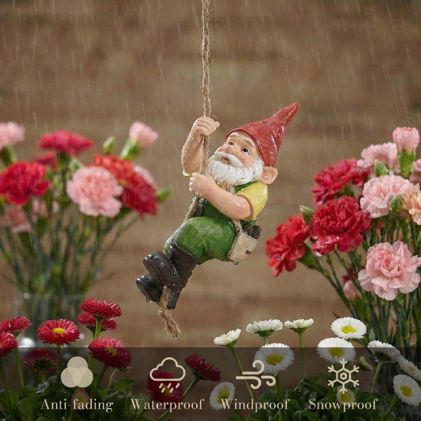 TERESA'S COLLECTIONS Garden Outdoor Decor,Hanging Gnomes Garden Decor,Climbing Gnomes Statue，Waterproof Resin Garden Statue, Garden Gift, Indoor/Outdoor,5.9"