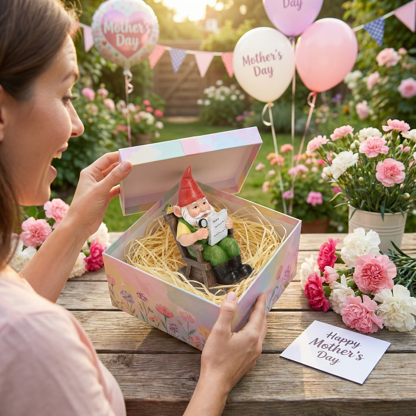 TERESA'S COLLECTIONS Garden Outdoor Decor,Gnomes sitting in a rocking chair reading a newspaper，Gnomes Garden Decor, Waterproof Resin Garden Statue, Garden Gift, Indoor/Outdoor,5.9"