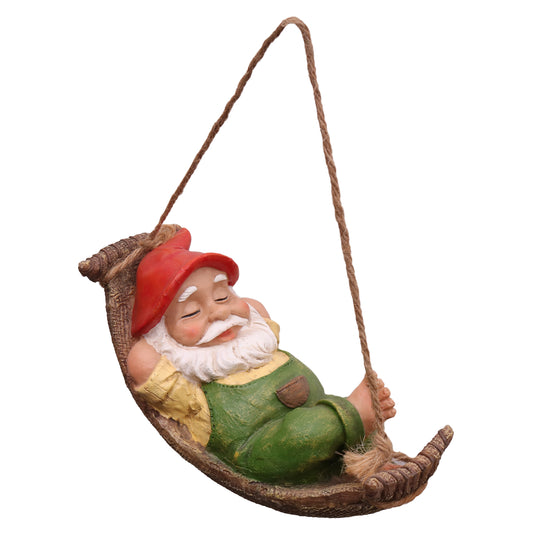 TERESA'S COLLECTIONS Green Garden Gnome Statues for Garden Decor, Resin Hanging Decorations for Outdoor, Tree Ornaments Figurines for Outside Stump Lawn Patio, Gifts for Mom Women and Man, 6"