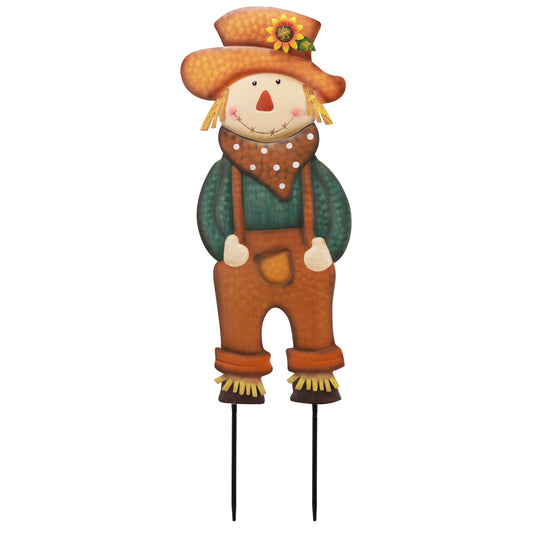 TERESA'S COLLECTIONS Fall Decor for Outdoor Home, Scarecrow for Garden Metal Stakes for Fall Decorations, Autumn Decor for Thanksgiving Decorations, Orange Harvest Yard Signs for Home Lawn Patio, 25"