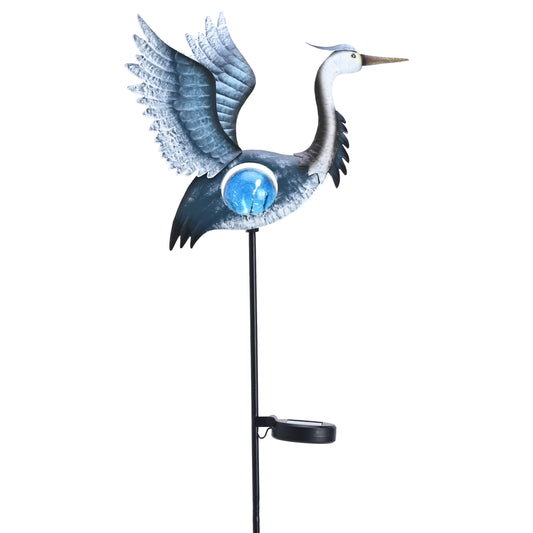 TERESA'S Collections Garden Decor for Outside Blue Heron Solar Lights, 36" Glass Lawn Ornaments with Outdoor Lights Decorative Stake, Yard Art Decorations Outdoor for Patio Gifts for Mom Grandma