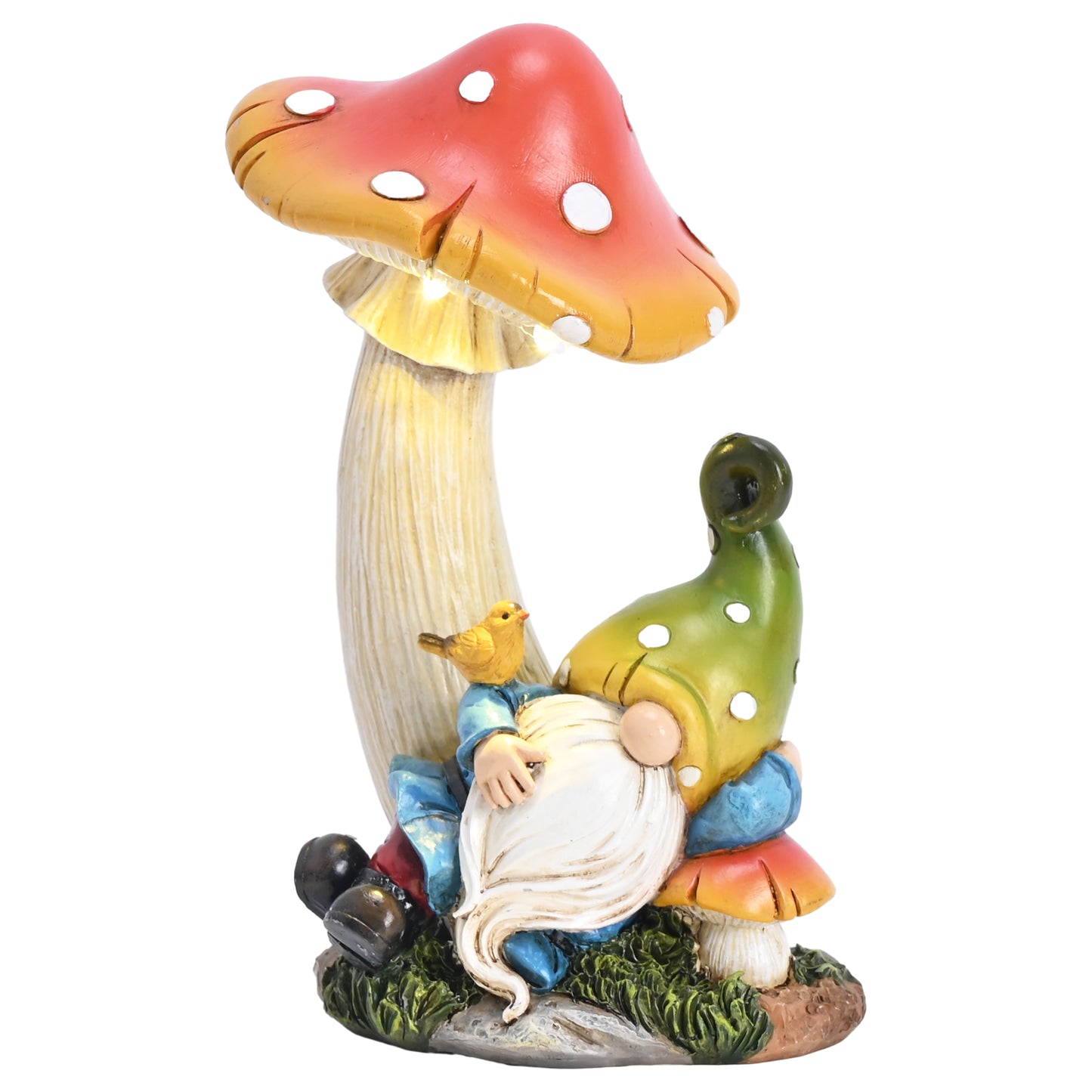 TERESA'S COLLECTIONS Garden Decor, Garden Gnome Resting under Mushroom, Gnomes Decor, Solar-Powered Resin, Waterproof Garden Decor, Garden Gifts for Mom,Indoor/Outdoor,7.5"