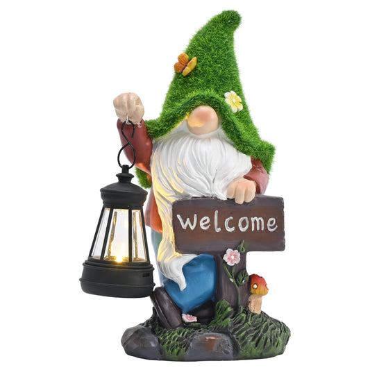 TERESA'S COLLECTIONS Garden Decor Outdoor, Garden Gnomes Holding Lantern, Gnomes Decor, Waterpoof Resin with Solar Lights, Garden Decor, Garden Gifts for Mom,Indoor/Outdoor,8.3"