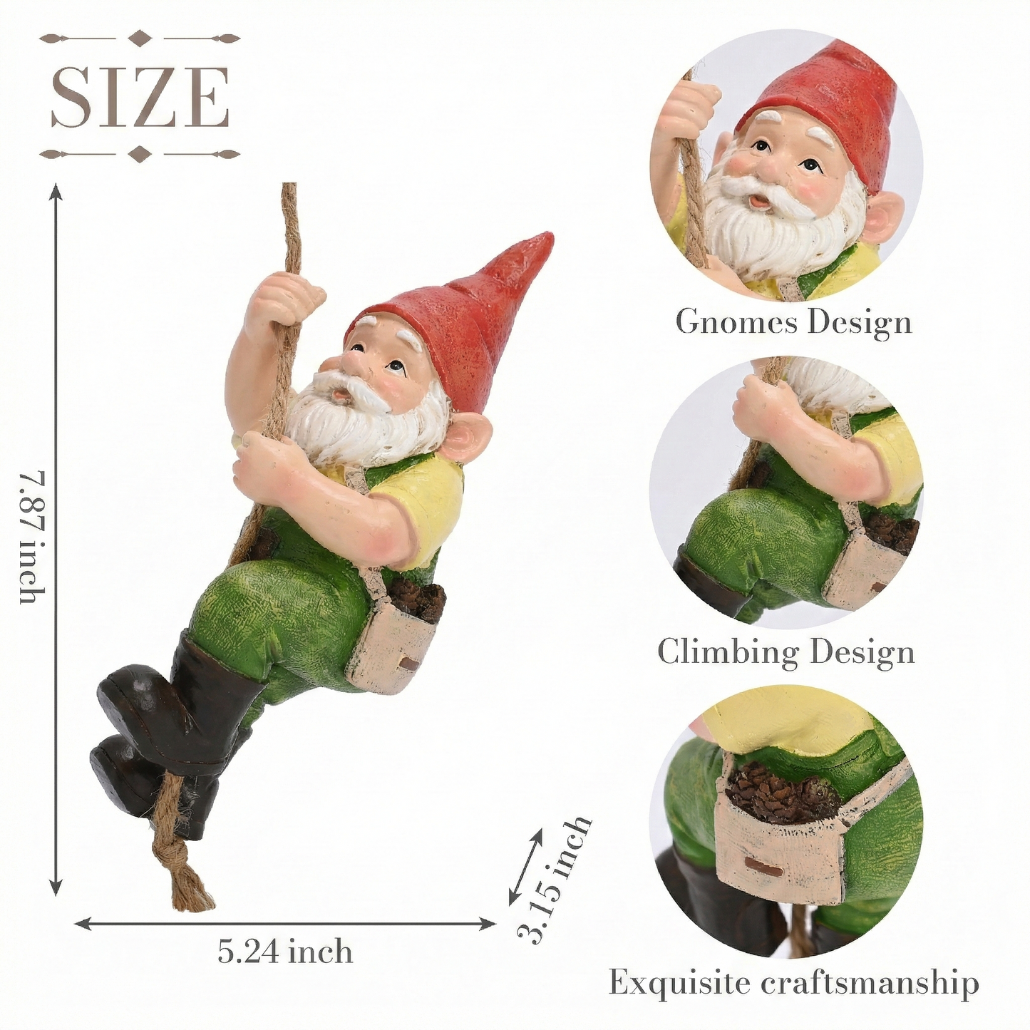 TERESA'S COLLECTIONS Garden Outdoor Decor,Hanging Gnomes Garden Decor,Climbing Gnomes Statue，Waterproof Resin Garden Statue, Garden Gift, Indoor/Outdoor,7.9"