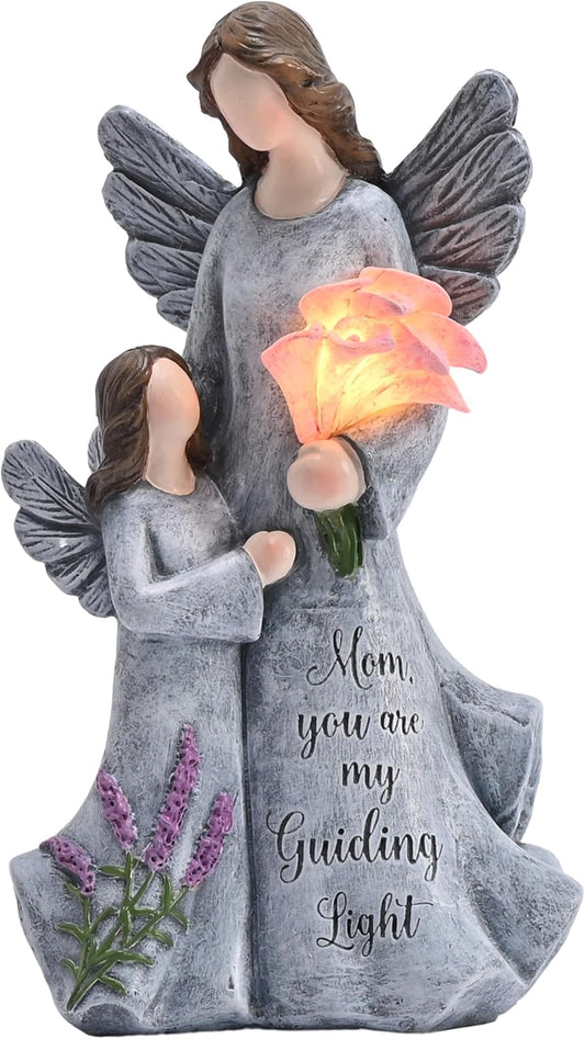 TERESA'S COLLECTIONS Garden Decor, Mother Daughter Angel Garden Decor, Waterproof Resin Garden Decor Outdoor, Gift for Mom from Daughter, Gift for Women, Indoor/Outdoor, 8"