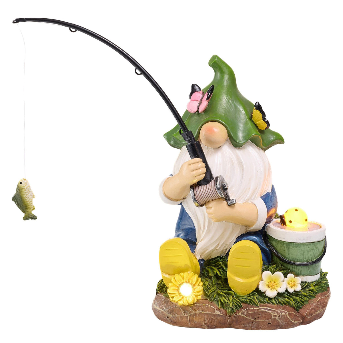 TERESA'S COLLECTIONS Garden Gnome with Solar Outdoor Lights 8.9"