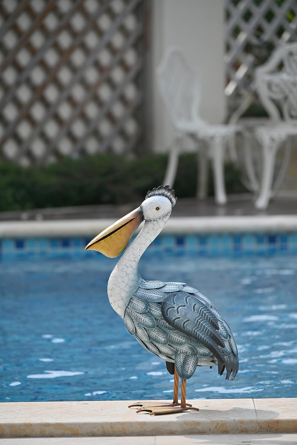 TERESA'S COLLECTIONS Pelican Statues Outdoor Decor, 16.5" Coastal Ocean Bird Garden Statues & Sculptures, Metal Yard Art Lawn Ornaments for Patio, Pond, Pool, Backyard Decorations