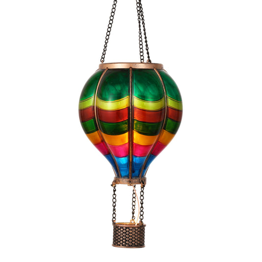 TERESA'S Collections Valentines Day Outdoor Decorations Hot Air Balloon Solar Lantern ,Hanging Flickering Flame Outdoor Lights for Garden Trees Yard, Colorful Lamp Decor for Mom Lovers