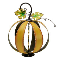 TERESA'S COLLECTIONS Outdoor Fall Pumpkin Decor,Battery Operated,Rusit Lighted Metal Orange Pumpkin for Party,Autumn Harvest Halloween Pumpkin for Garden Decor,Table,Patio,Home,Thanksgiving Gift,7"