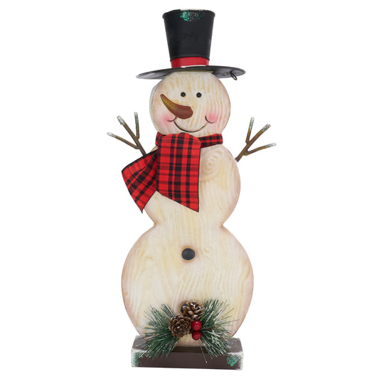 TERESA'S COLLECTIONS Snowman Outdoor Christmas Decorations for Indoor Outdoor Home Decor, Metal Xmas Decorations Standing for Porch, White Christmas Decorations Outside Gift for Party Garden Yard,16"