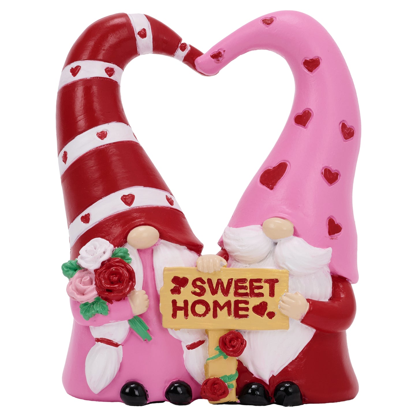 TERESA'S COLLECTIONS Christmas Garden Gnomes Valentine's Day Outdoor Decor, Resin Heart-Shaped Pink Cute Gnome Couple Valentine Decorations for Home, Garden Decor Love Valentine Gifts for Women, 6.3"