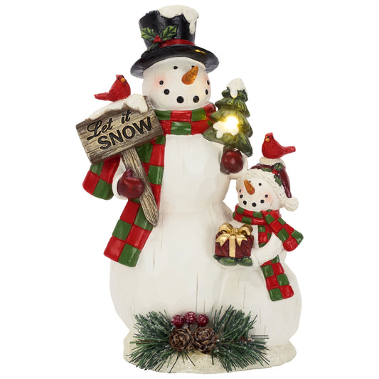 TERESA'S COLLECTIONS Outdoor Christmas Decorations for Garden Decor, Snowman Decorations with Solar Festive Lights Outdoor, Perfect for Garden Porch Window Sill, Gift for Women and Man 10", Red