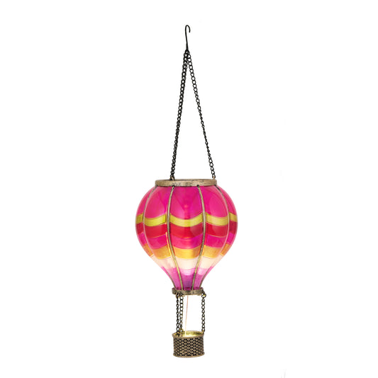 TERESA'S COLLECTIONS Christmas Election Party Decorations, Patriotic Hot Air Balloon Solar Lantern for Garden Decor,Hanging Flickering Flame Outdoor Lights for Trees, Pink Decorations for Party